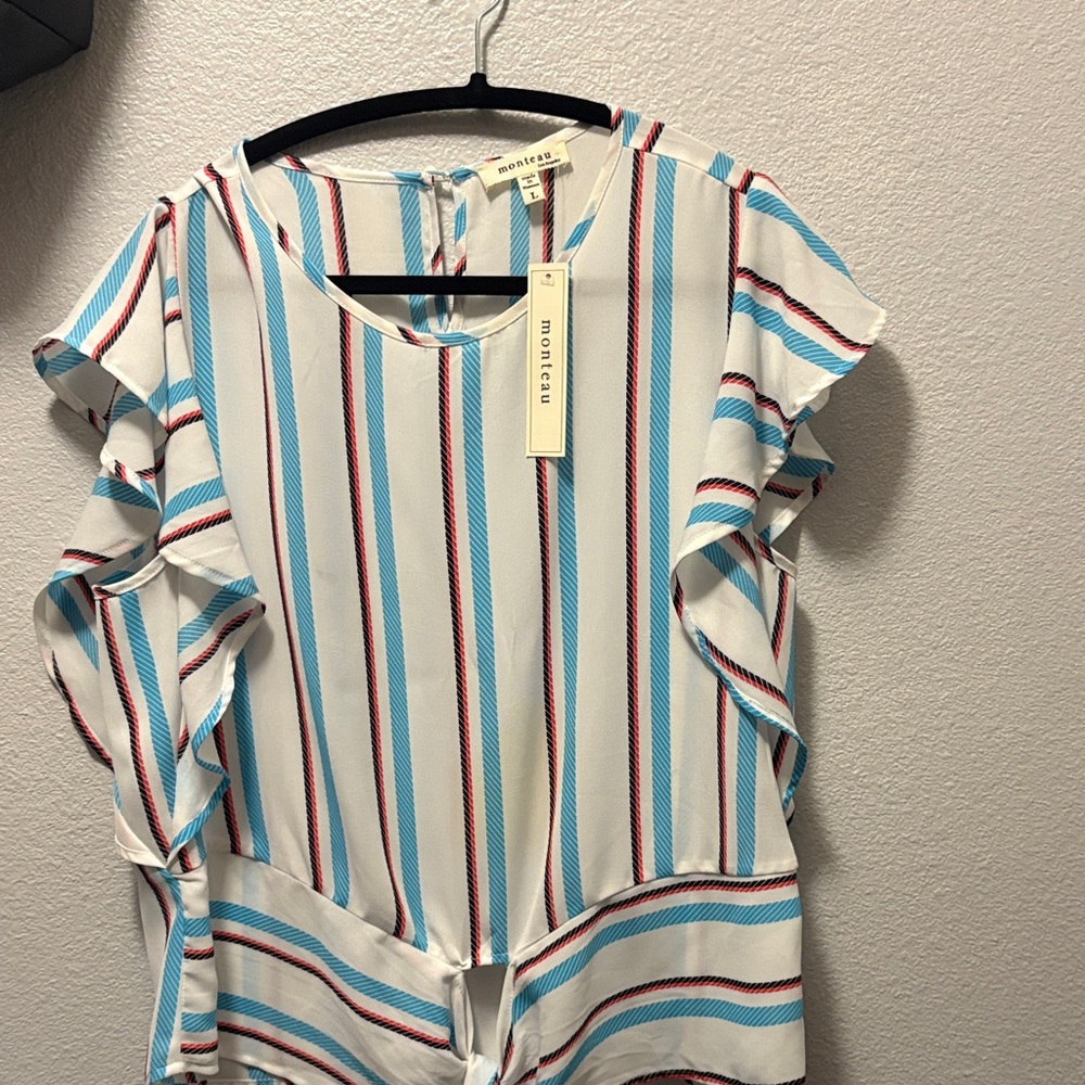 Striped Women's Top - Blue, Red, White